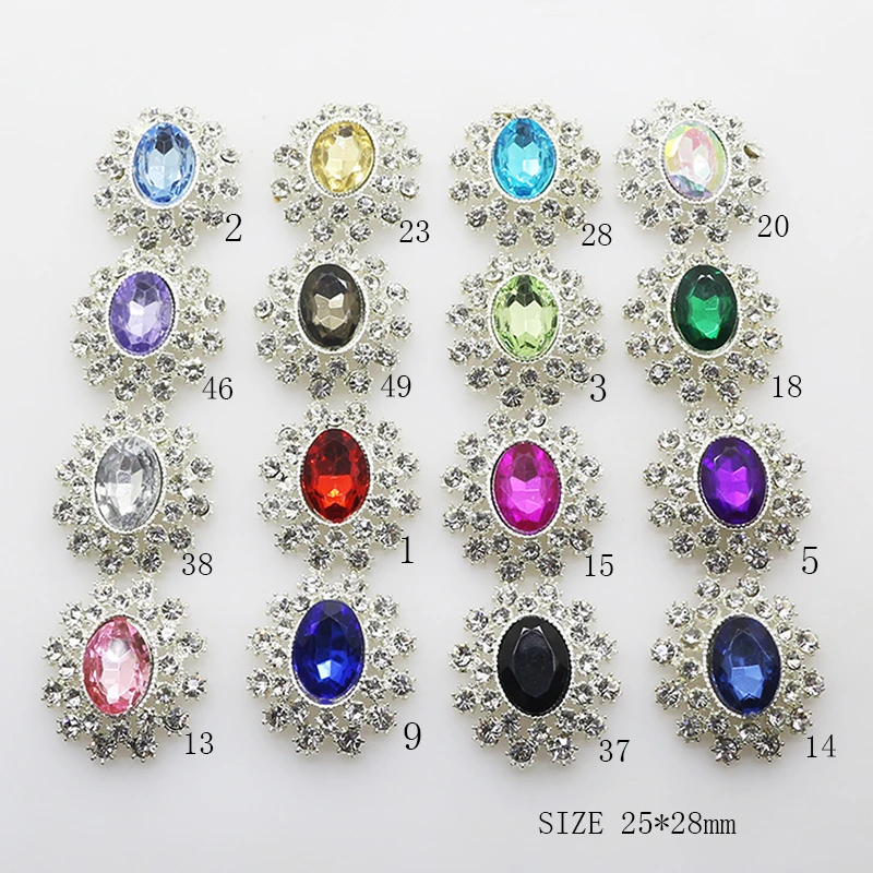 ZMASEY 10Pcs/Lot 25*28mm  Metal Buttons Fashion DIY Rhinestones Handwork Glue Decoration  Flatback Accessories
