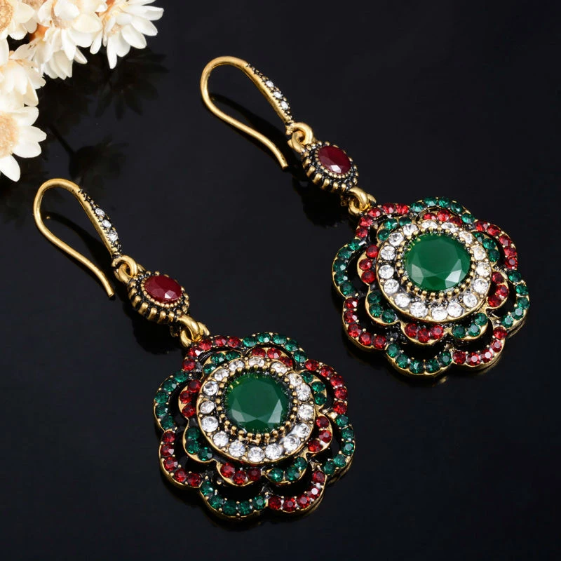 Joyme Drop Earrings Ethnic Long Clip Crystal Vintage Party Cuff Wedding Bohemian Earrings For Women Collier Femme Oorbellen