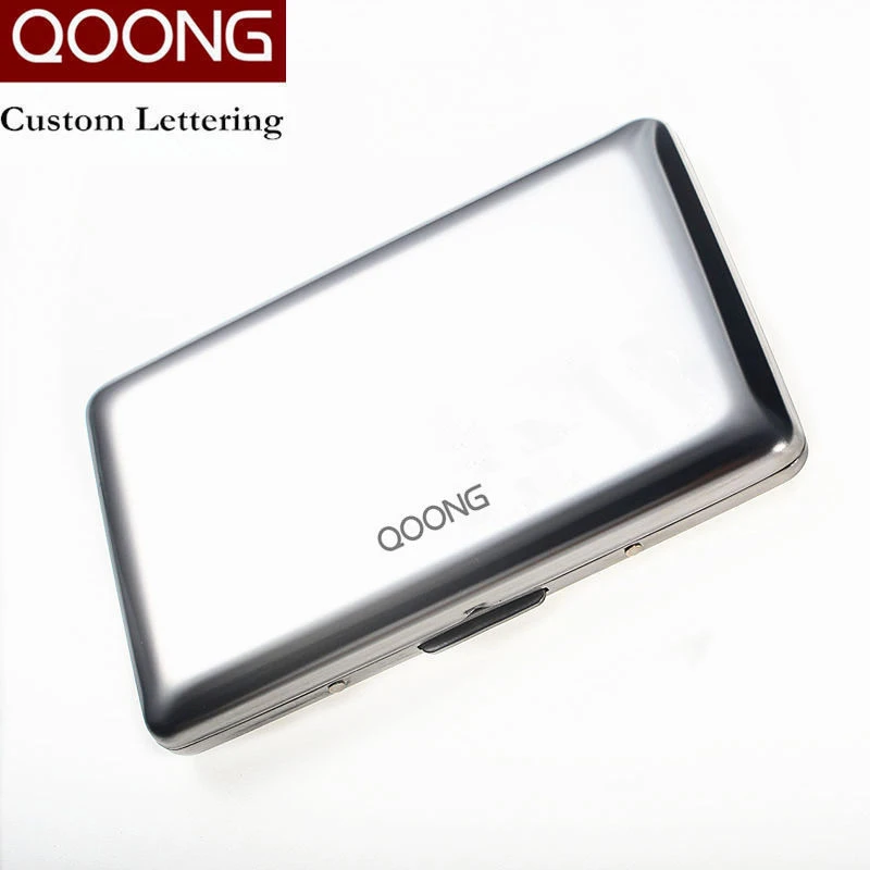 QOONG RFID Travel Card Wallet Stainless Steel Men Women Business Credit Card Holder ID Card Case Metal Cardholder Carteira