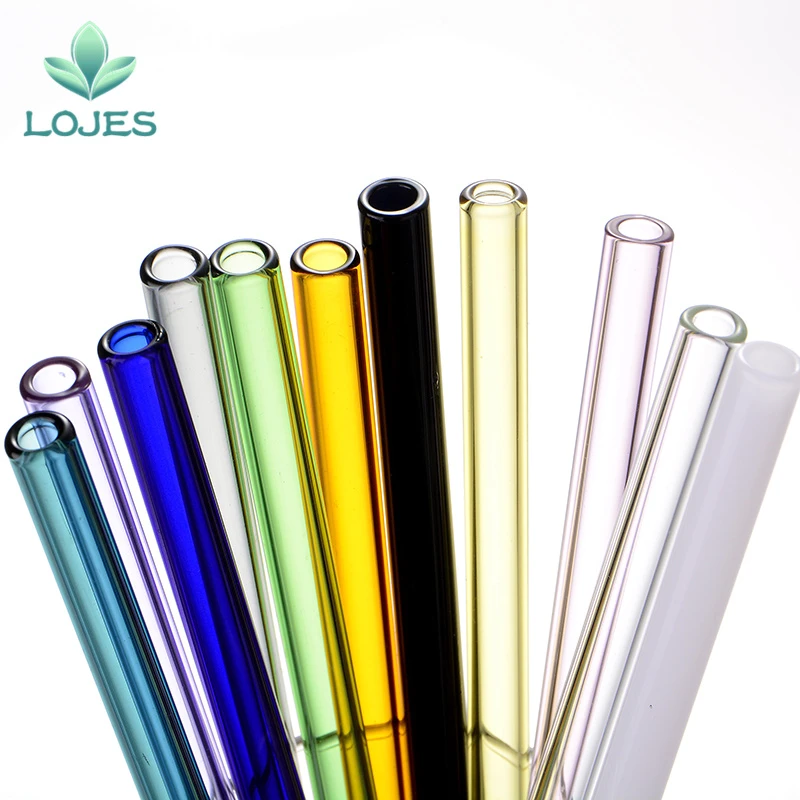 10pc Handmade Glass Straw With 2Pcs Cleaning Brush  ECO-friendly Household Glass Straight Pipet Tubularis Snore Piece Tube