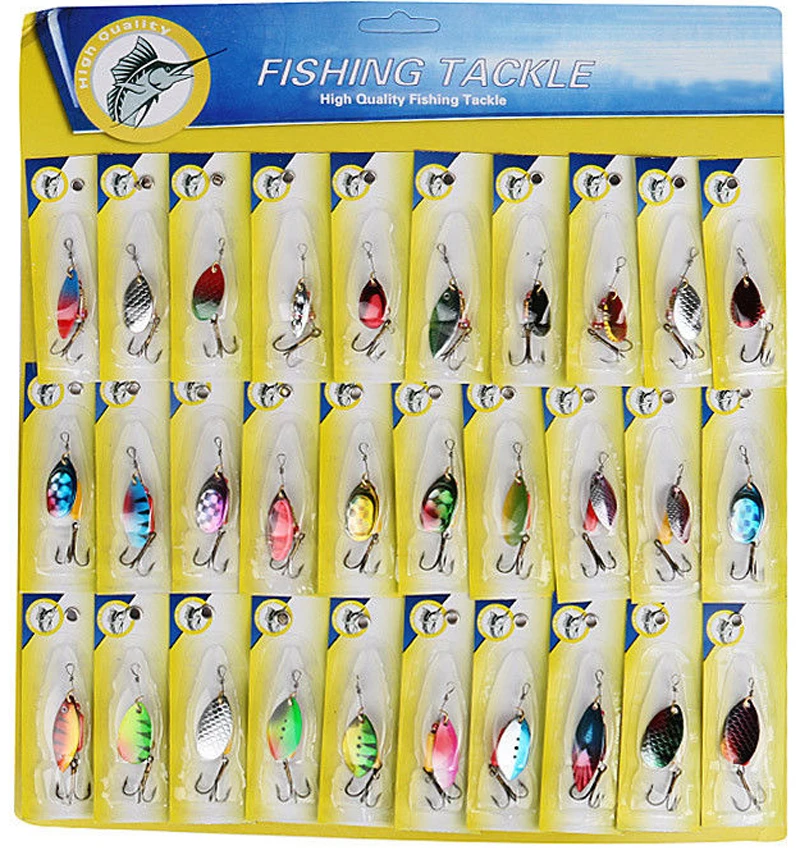 Lot 30pcs Set fishing lure bait metal spoon spinnerbait tackle spinner artificia jig bait trout fishing