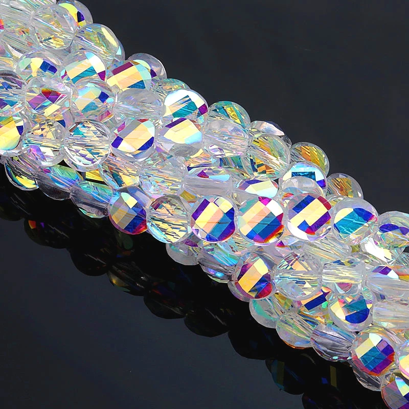 Super shiny fashion 6mm faceted Twisted glass beads flat round Austria crystal beads Loose Spacer beads Jewelry findings 100PCS