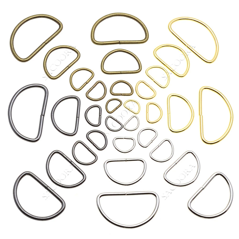 10pcs Metal Non-Welded D Ring Semi Ring Adjustable Buckle belt buckle For Backpacks Straps Dee Buckles DIY Accessorie