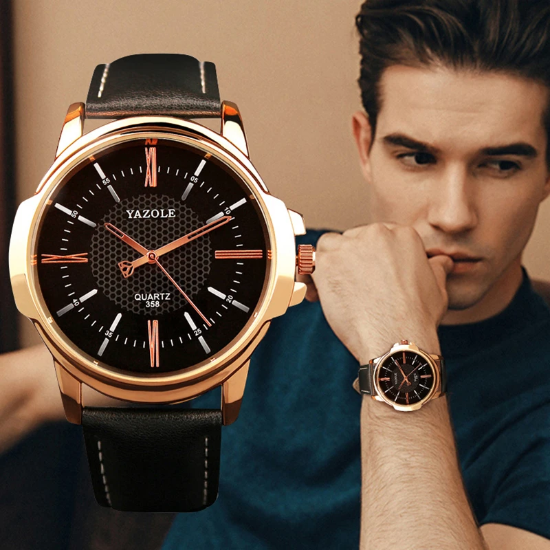 YAZOLE Mens Watches Top Brand Luxury Men Watch Fashion Leather Men's Watch Unique Design Clock erkek kol saati relogio masculino