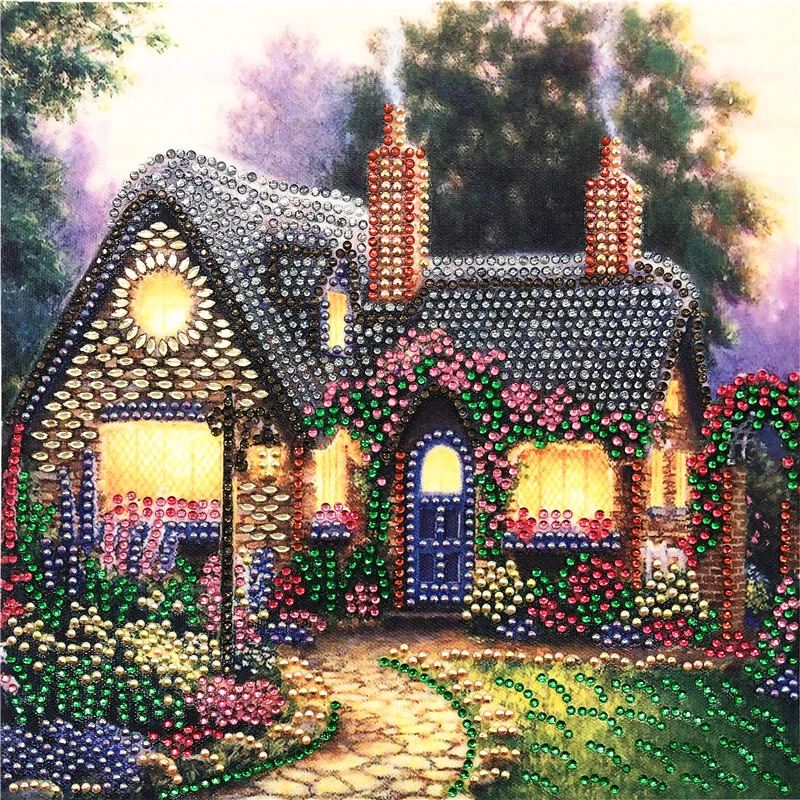 New special shape diamond painting landscape house combination pattern DIY 5D part drill cross stitch kit crystal art