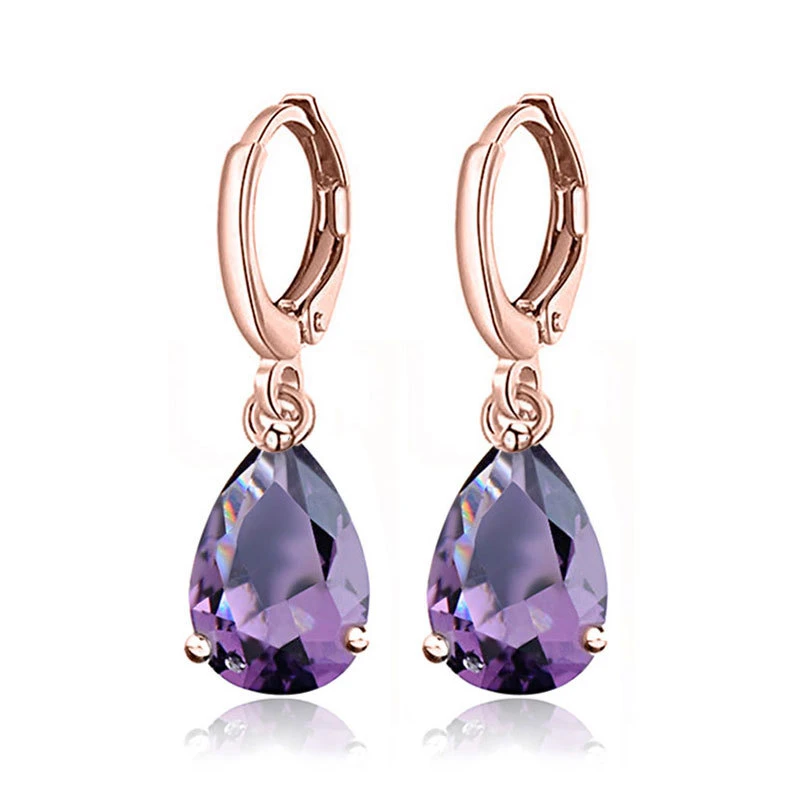 SHUANGR Fashion Crystal Waterdrop Drop Earrings With Hanger Drop For Women Dangle Earrings Ear Jewelry Valentine's Day Dating