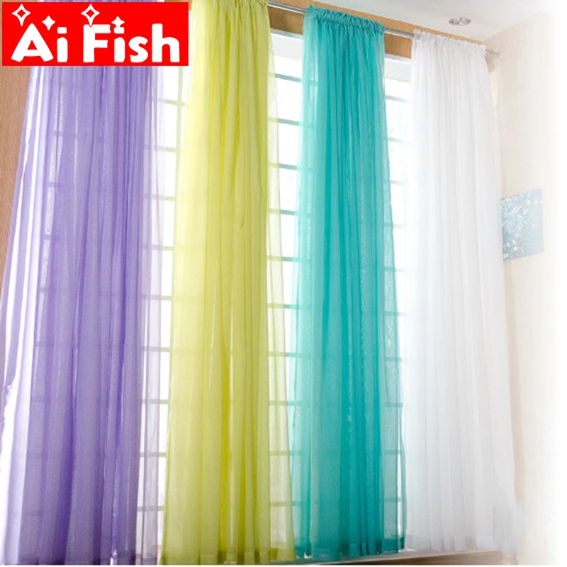 European and American style white Window Screening Solid Door Curtains Drape Panel Sheer Tulle For Living Room AP184#3-40