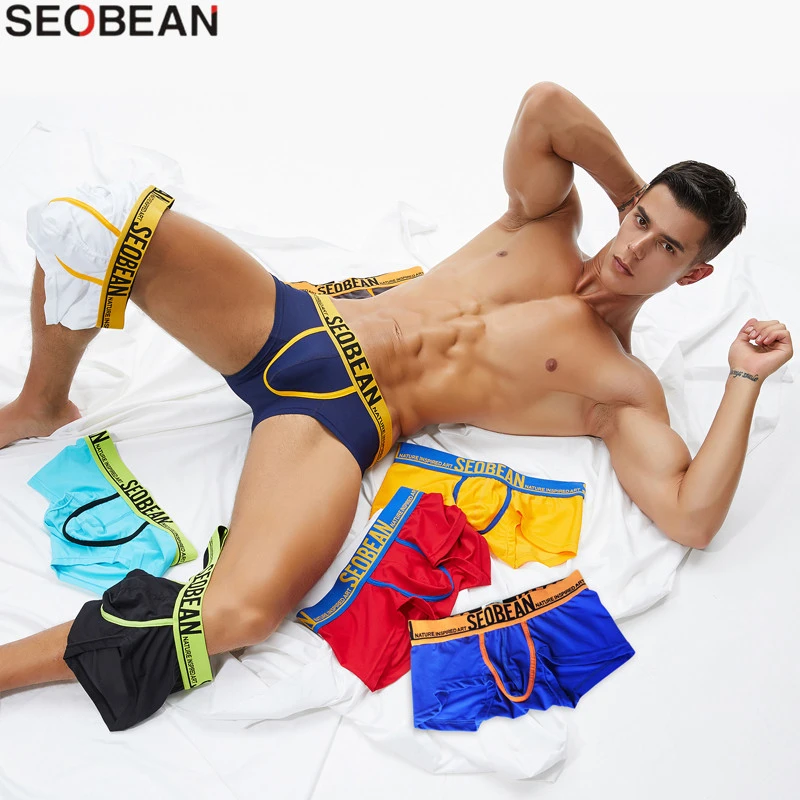 SEOBEAN Colorful Lucky Men's Boxer Underwear Mesh Breathable Sexy Men Underwear Boxershorts Male Panties