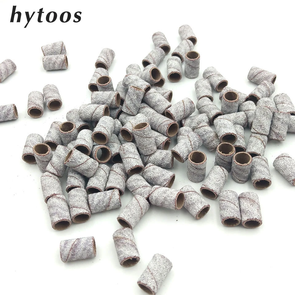 HYTOOS 100Pcs/set White Nail Art Sanding Bands Pedicure Tools Electric Drill Accessories Foot Care Polishing Tools 80# 150# 240#