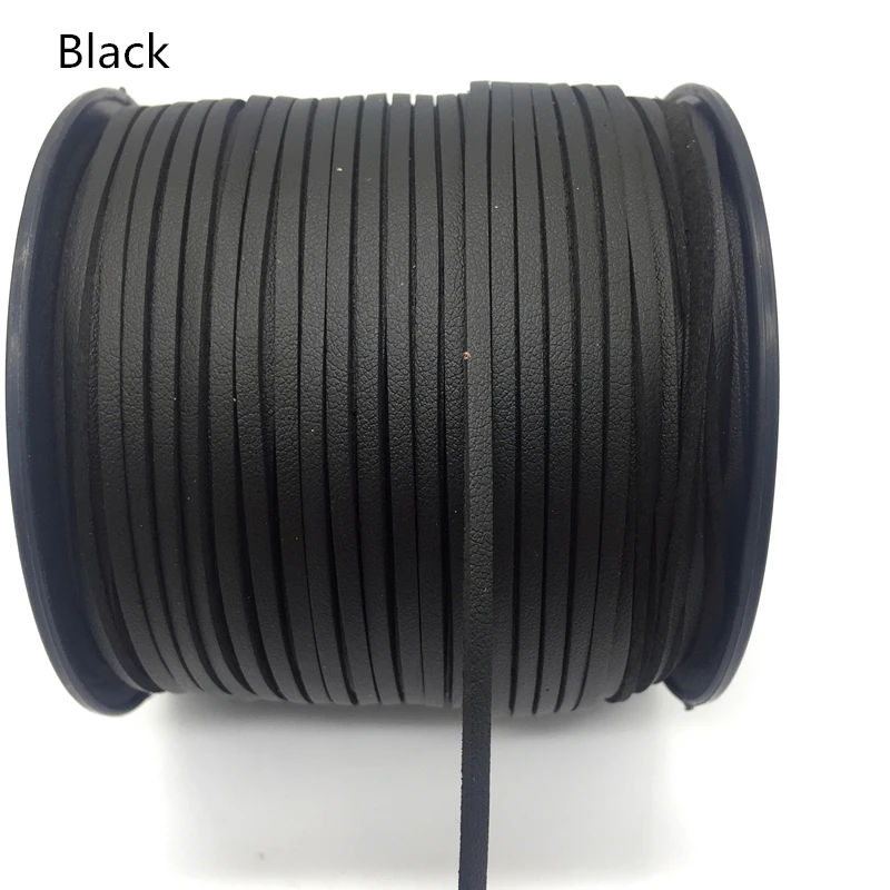 3mm 5 Yards Black Macrame Braided Faux Suede Cord Leather Lace DIY Handmade Beading Bracelet Jewelry Making Flat String