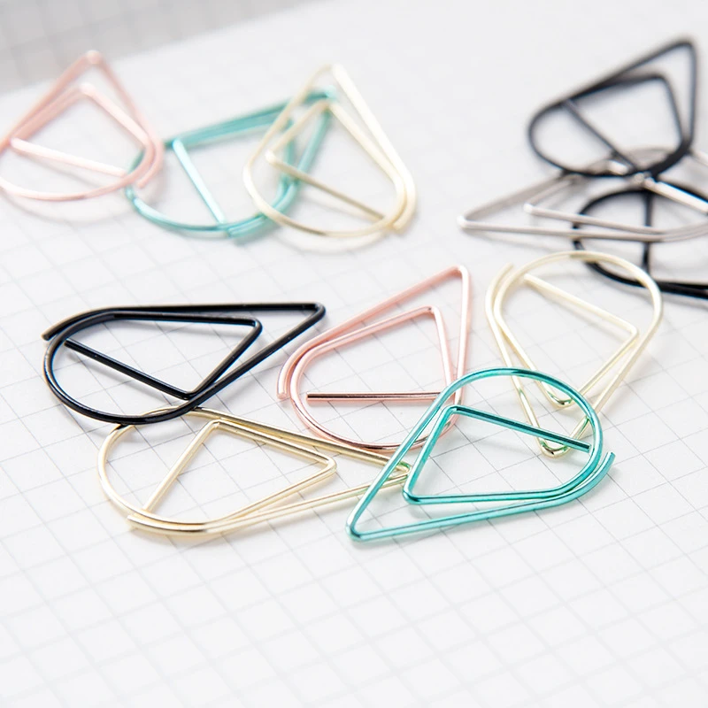 30/50 Pieces Metal Material Drop Shape Paper Clips Gold Silver Color Kawaii Cute Bookmark Clip Office School Stationery