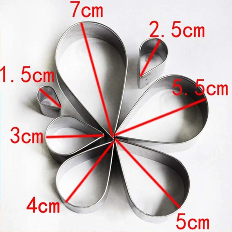 7pcs/set High Quality Stainless Steel Rose Petal Cookie Cutter Mold Pastry Mould Sugarcraft Cake Decorating Tool Cake Tool