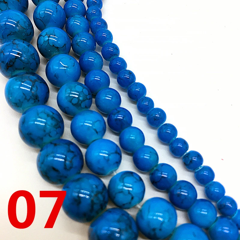 NEW 4 /6 /8 /10 mm Blue Chic Glass Loose Spacer Charm Beads Pattern DIY Jewelry Making Accessory