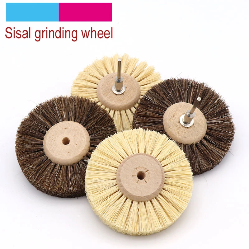 1pcs Abrasive Sisal Filament or Horse Hair Brush Polishing Grinding Buffing Wheel Woodworking For Furniture Rotary Drill Tools