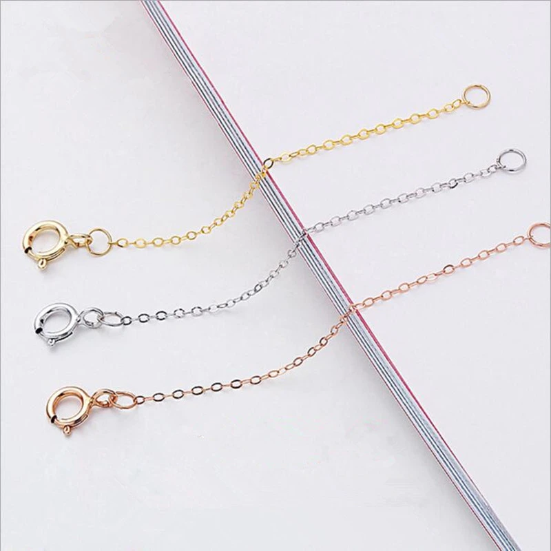 3cm 5cm 8cm Length 925 Sterling Silver Extended Chains with Lobster Clasps for DIY Necklace Extension Chain Jewelry Making Z1013
