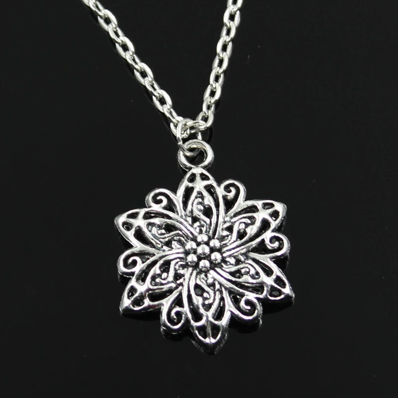 New Fashion Flower Pendants Round Cross Chain Short Long Mens Womens Silver Color Necklace Jewelry Gift