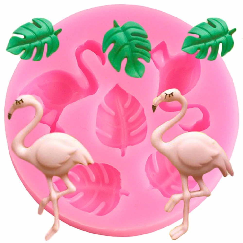 3D Flamingo Baby Birthday DIY Party Fondant Cake Decorating Turtle Leaf Silicone Molds Cupcake Chocolate Gumpaste Candy Moulds