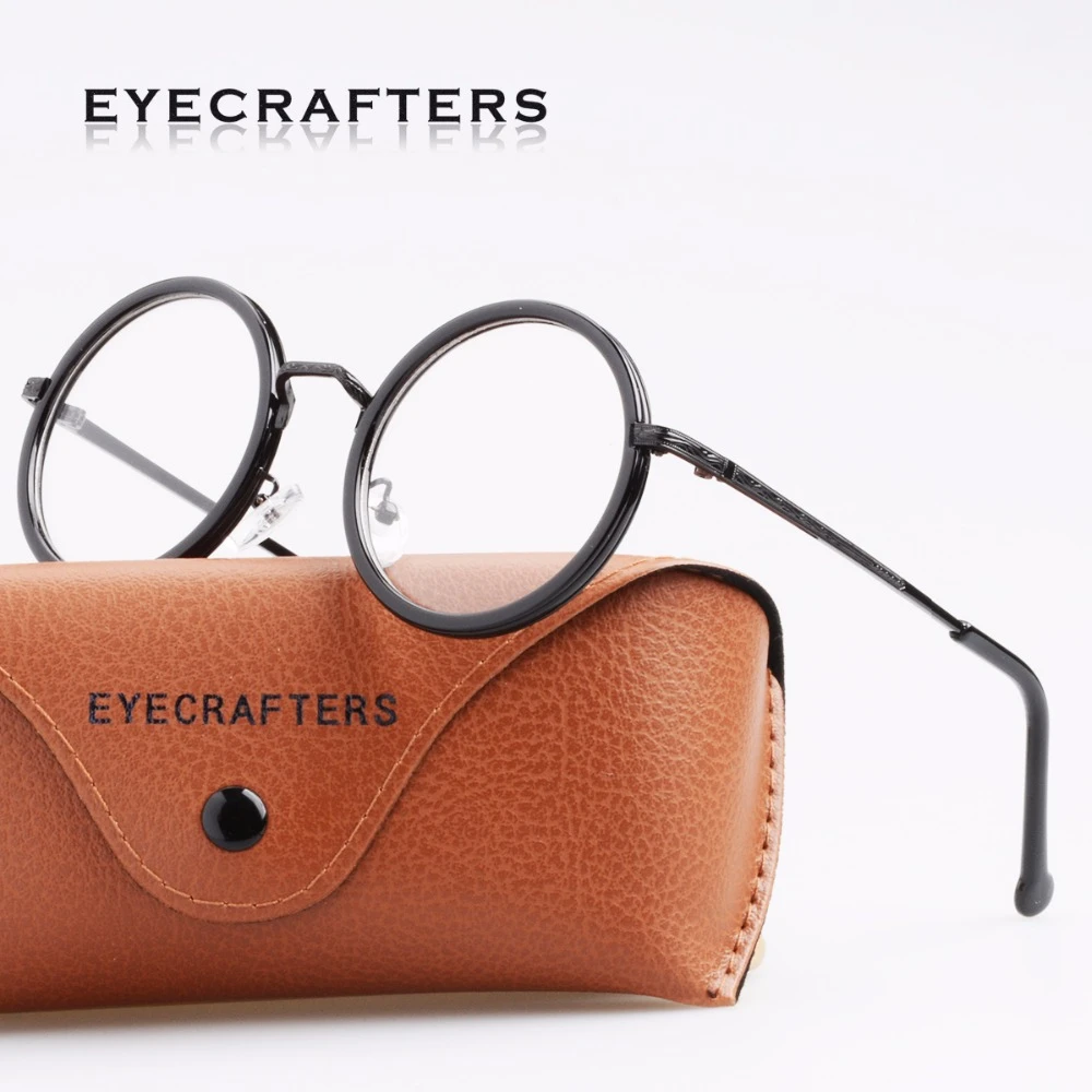 Eyecrafters Retro Lady's Round Eyewear Frame High Quality Men Women Clear Lens Optical Eyeglasses Frame Spectacle Frame Vintage