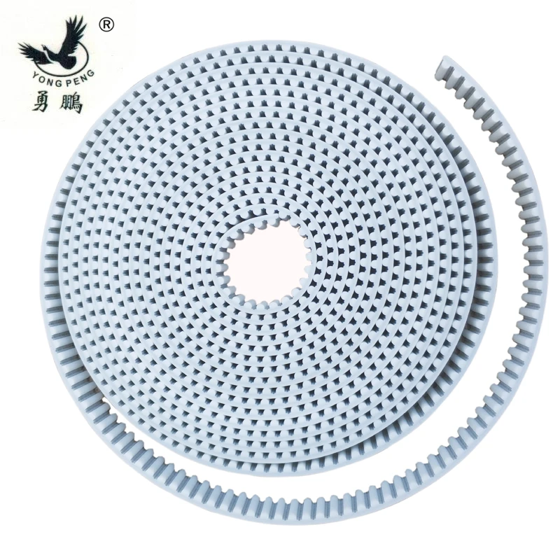 10meters HTD5M timing belt  Width 15 20 30mm Color White PU Polyurethane with steel core HTD 5M open ended belt Pitch 5mm Pulley