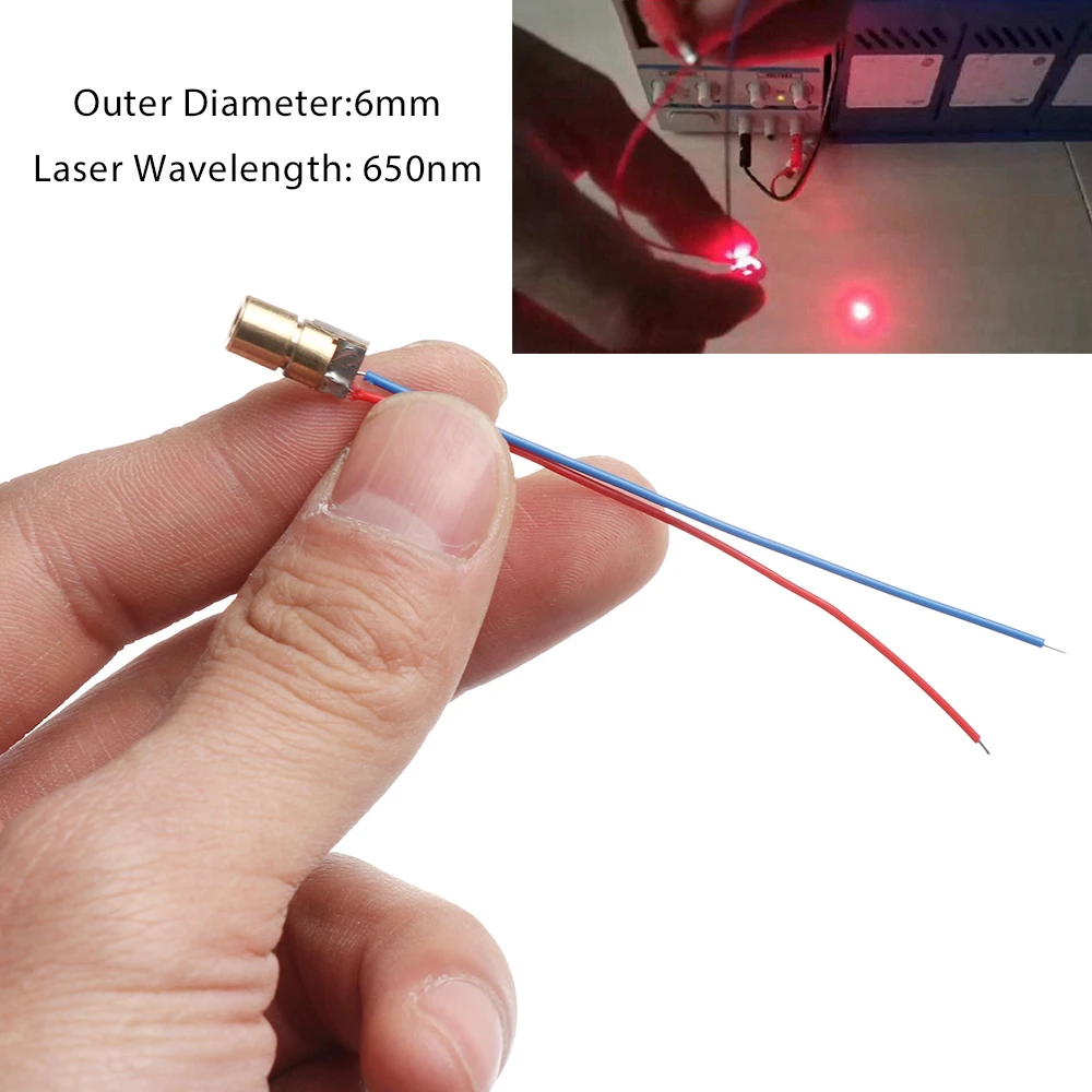 5/10pcs Laser Diode 650nm 6mm 3/5V 5 Million Watt Adjustable Laser Dot Module Red Copper Head Laser Woodworking Measuring Tools