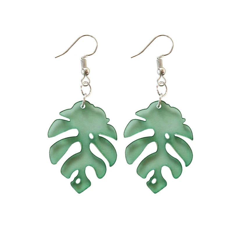 Fresh Acrylic Green Leaf Dangle Earrings For Women New Bohemian Charm Drop Earrings Young Girl Party Jewelry