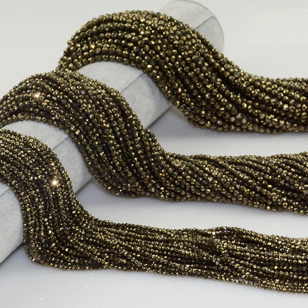 Natural Pyrite Faceted Round Beads 2mm / 3mm / 4mm