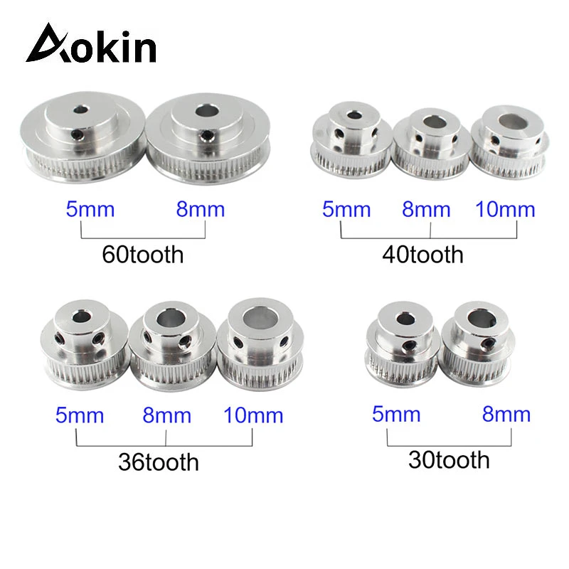 3D Printer Parts GT2 Timing Pulley 30 36 40 60 Tooth Wheel Bore 5mm 8mm Aluminum Gear Teeth Width 6mm 2GT Accessories For Reprap