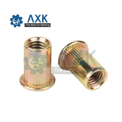 Knurled Nuts Rivet Nut Nutsert Cap Carbon Steel M3 M4 M5 M6 M8 M10 M12 Rivnut Flat Read Threaded Insert Inc Plated Axk