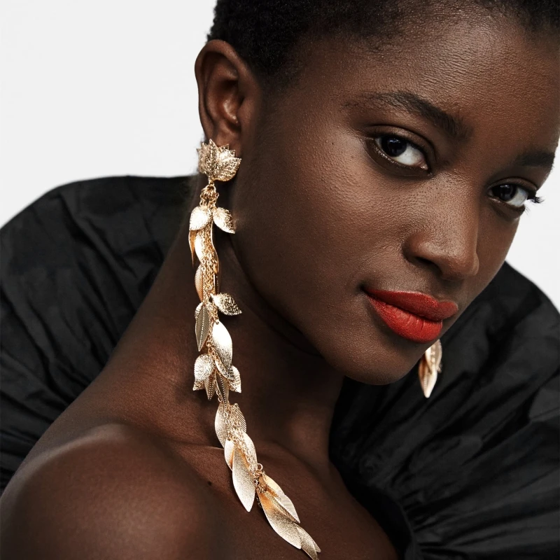 JURAN 2020 WOMEN brand long tassel leaves earrings fashion statement metal dangle drop Earrings for women za jewelry
