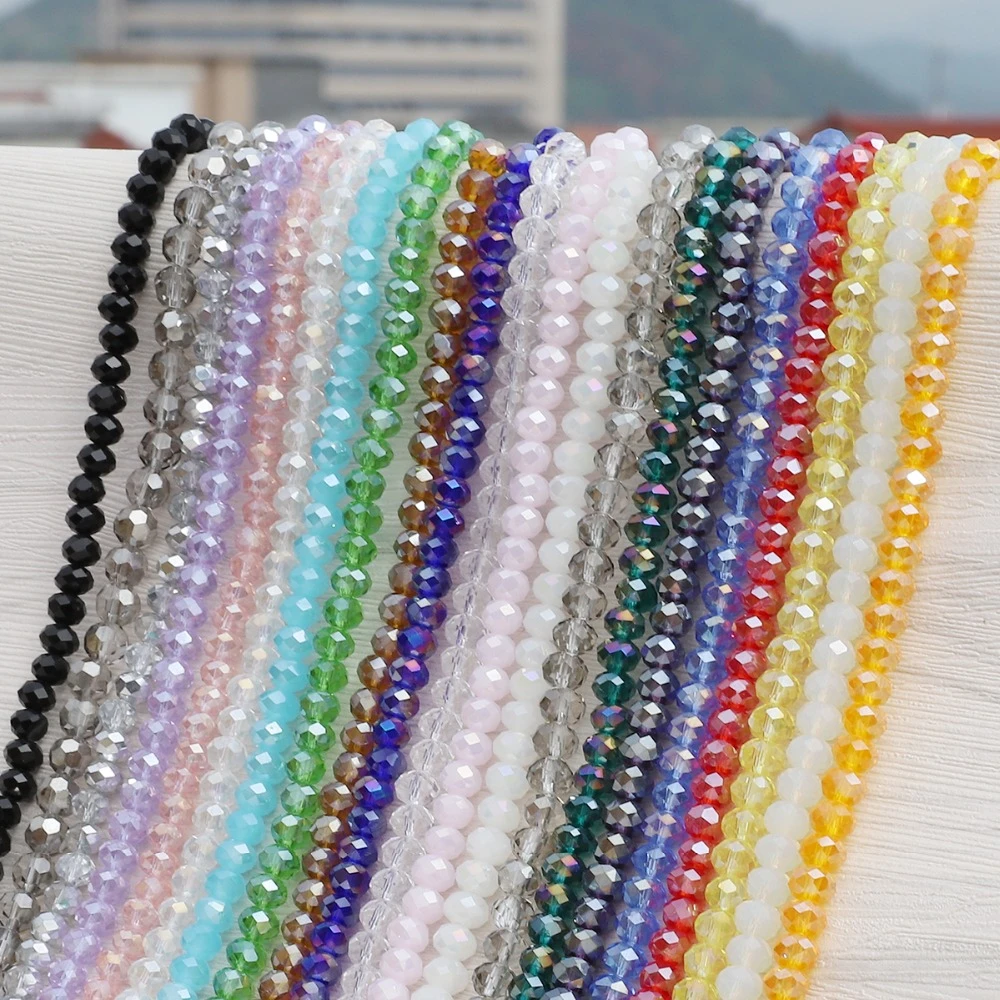 195pcs/lot 2mm Multi Color Rondelle Austria faceted Crystal Glass Beads Loose Spacer Round Beads For Jewelry Making