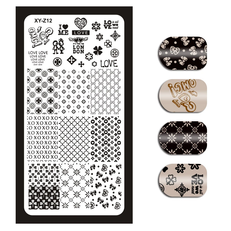1Piece 32 Styles(01-32) Stamping Template Rectangle Flower Love Cartoon Floral Nail Art Image Plate Nail Stamping Plates XYZ012#