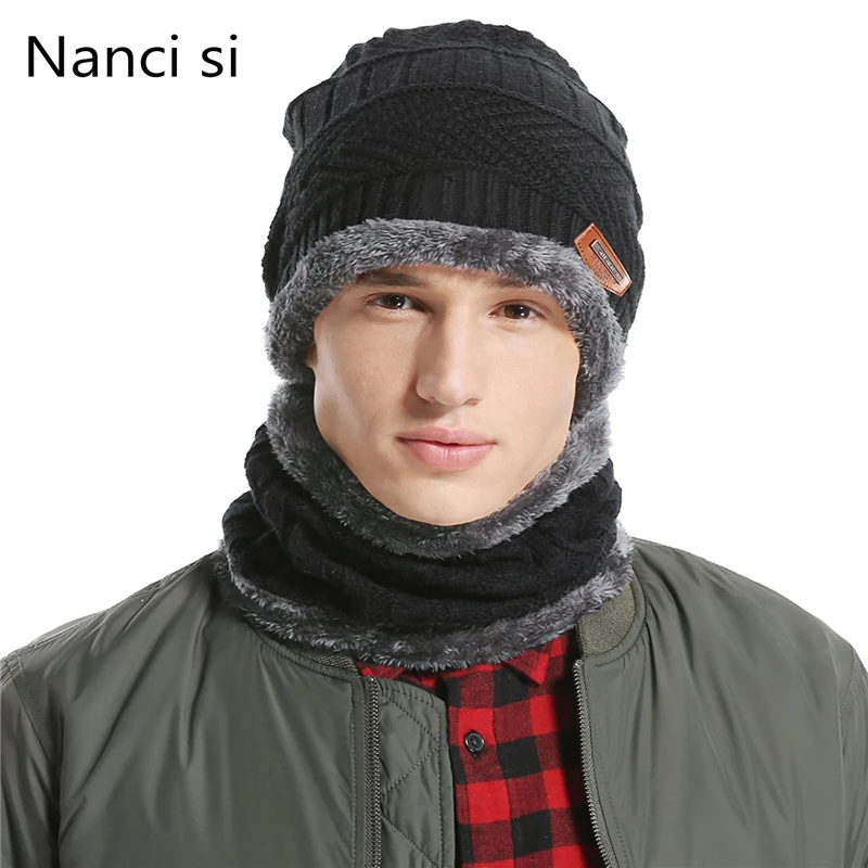 Nanci si Winter Wool Ski Hats Neck Warmer Beanies Knit Men's  Hats Caps Skullies Bonnet For Men Women Balaclava Head Caps