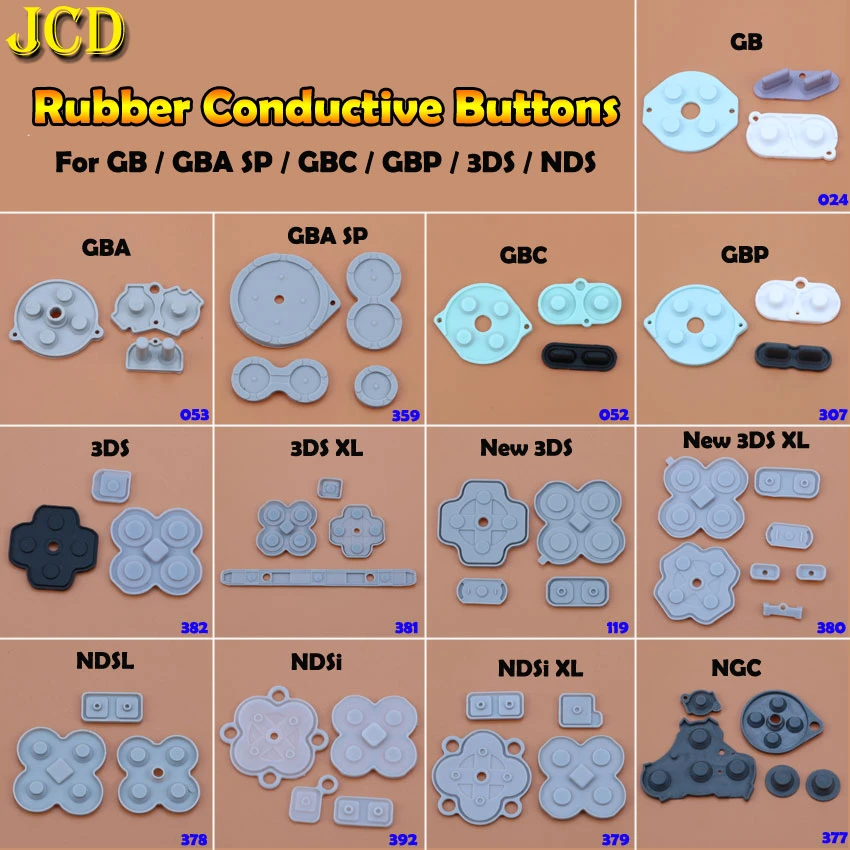 JCD Rubber Conductive Button A-B D-pad for Game Boy Classic GB GBC GBP GBA SP For 3DS NDSL NDSI NGC Silicone Start Select Keypad