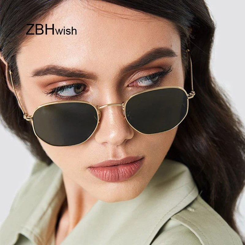 Small Polygonal Metal Sunglasses Women Brand Designer Vintage Sun Glasses Female Oval Retro Eyewear UV400