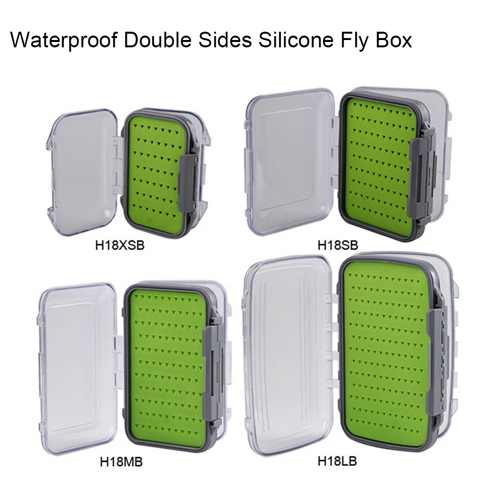 Aventik Waterproof Double Sides Silicone Fly Box Silicone Insert Fly Fishing Tackle Boxes Double Side Clear Lids Fly Box