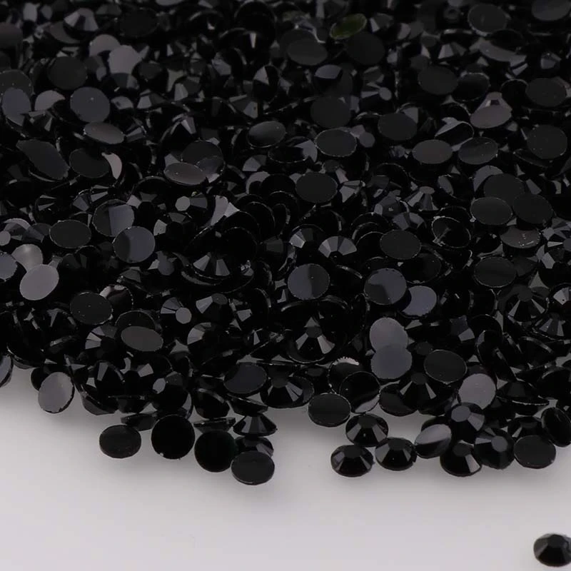 Black 10000pcs 2mm/3mm/4mm/5mm Round Resin Flatback Rhinestones For DIY Nail Art/Jewelry Decoration