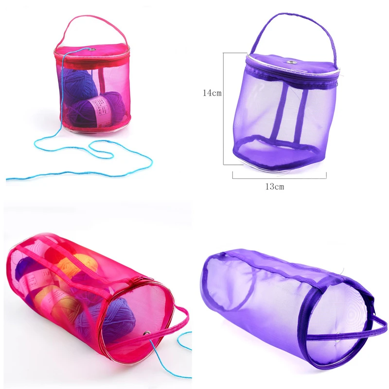 Portable  Wire Mesh Weaving Round Bags  Wool Storage Bag  Yarn Crochet Storage Organizer  Knitting Baskets  Lightweight