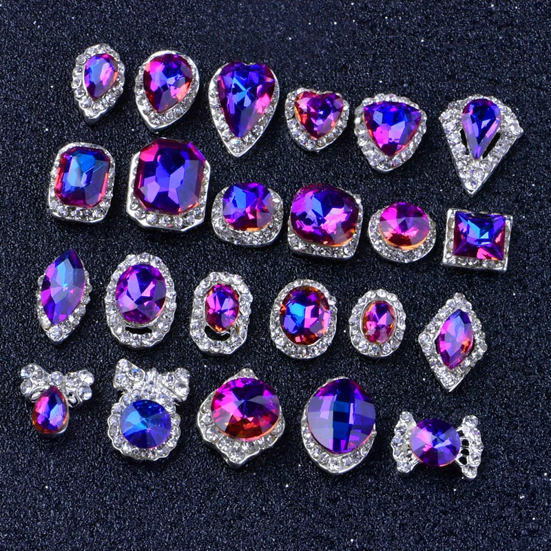 10Pcs/Lot 3D Charms Rainbow Crystal Diamonds nail stone strass rhinestones glitter nail art 3d decoration jewelry, HTY3906-3925