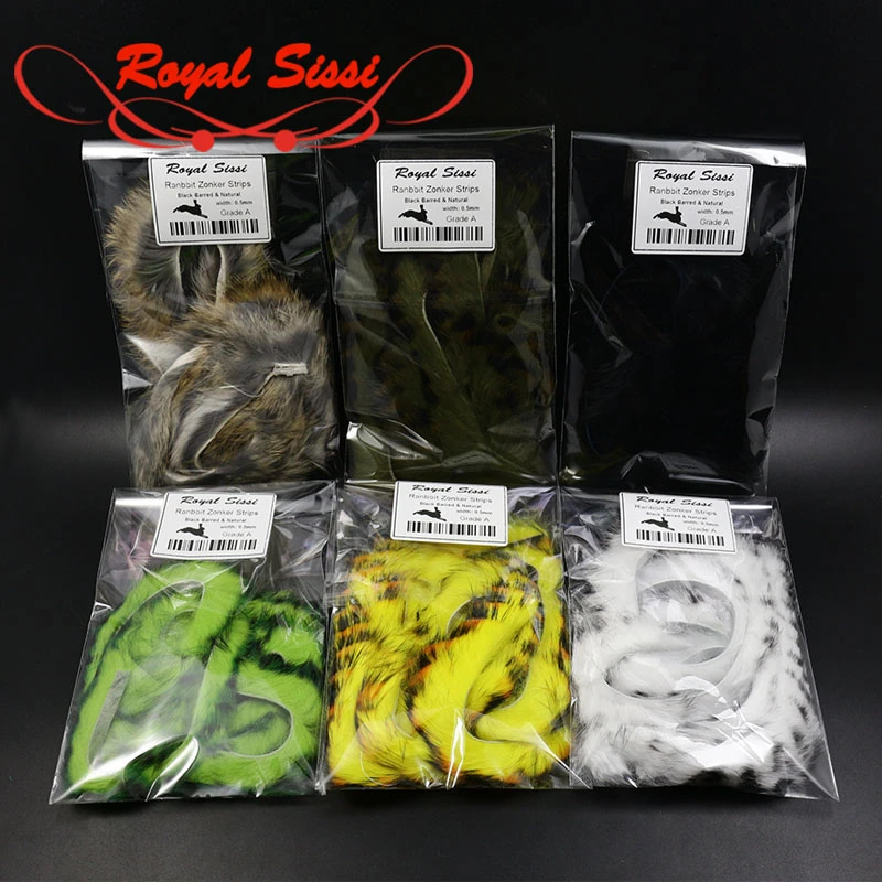 6 optional colors Fly Tying Black Barred Rabbit Zonker Strips straight cut rabbit strips brass pike fly patterns tying materials