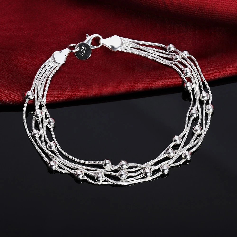 wholesale , Charms beads Chain Beautiful bracelet silver color fashion for women Wedding nice bracelet jewelry JSHh236