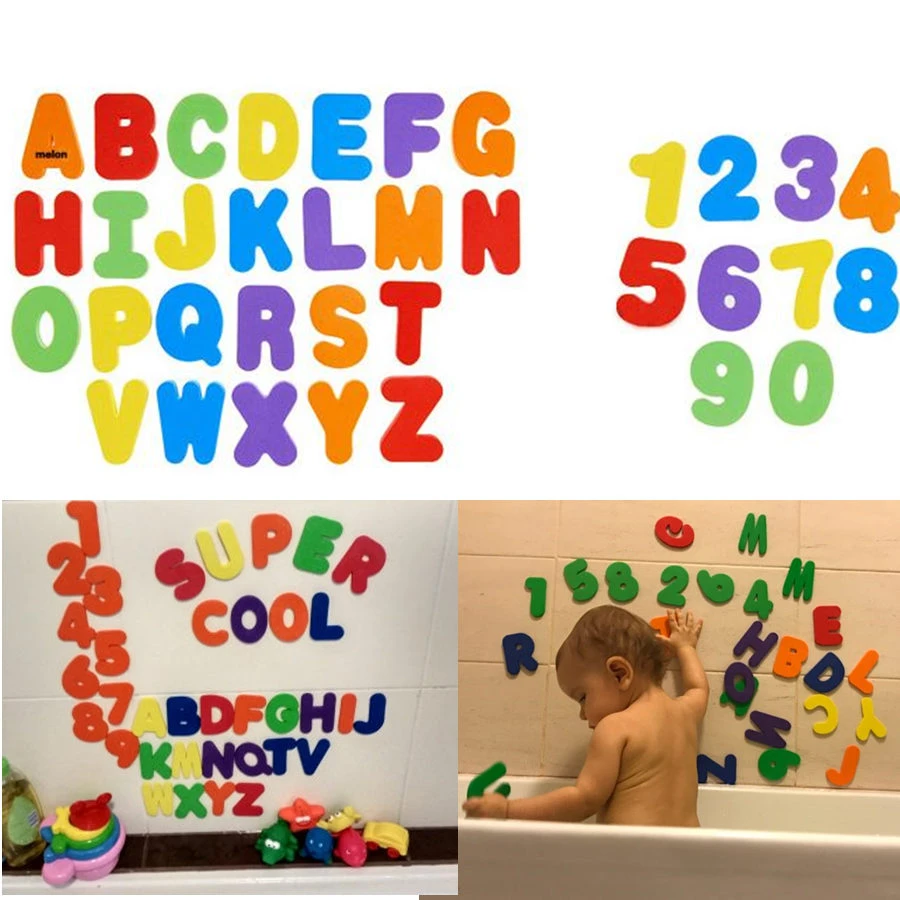 36Pcs/set Alphanumeric Letter Bath Puzzle EVA Kids Baby Bath Toys New Early Educational Kids Bath Funny Suction Up Water Toy