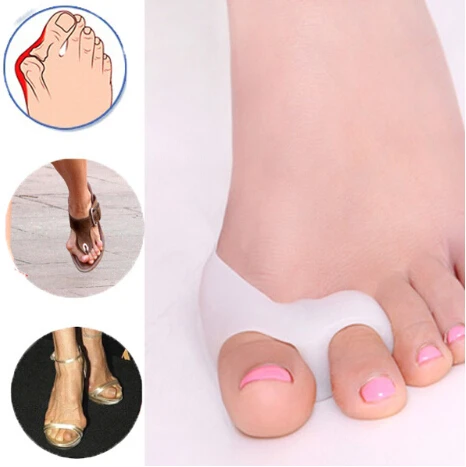 1Pair Silicone Gel foot fingers Two Hole Toe Separator Thumb Valgus Protector Bunion adjuster Hallux Valgus Guard feet care