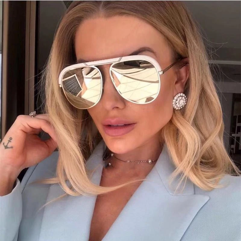 Newest Designer Oversized Sunglasses Luxury Brand Shades For Women Trendy Summer Glasses Vintage Retro Sun Glasses Mirror Oculos