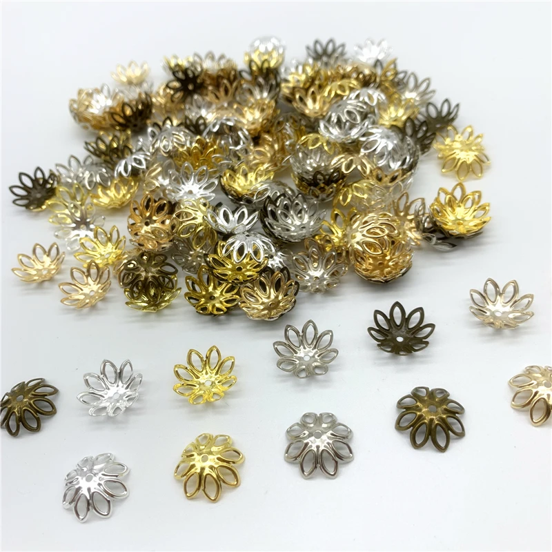 100pcs/Lot 14mm Flower Torus Shape Alloy Beads Caps Jewelry Findings Spacer Beads For Jewelry Making Charms Necklace Bracelets