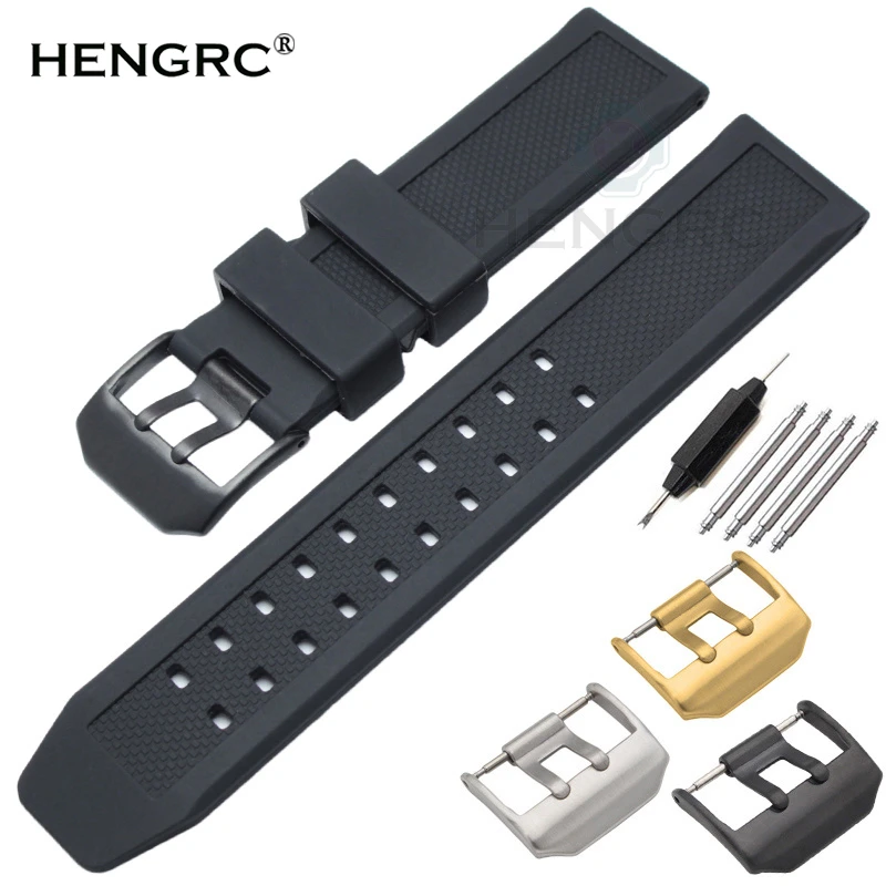 Men Rubber Watch Band Black 23mm Sport Waterproof Silicone Strap Stainless Steel Metal Buckle For Luminox Accessories