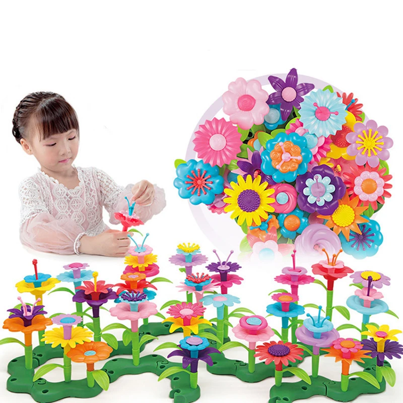 466PCS/Set Dream Garden Series Girls Flower Garden Building Toy Educational Assembly Flower Interconnecting Blocks Toys For Kids