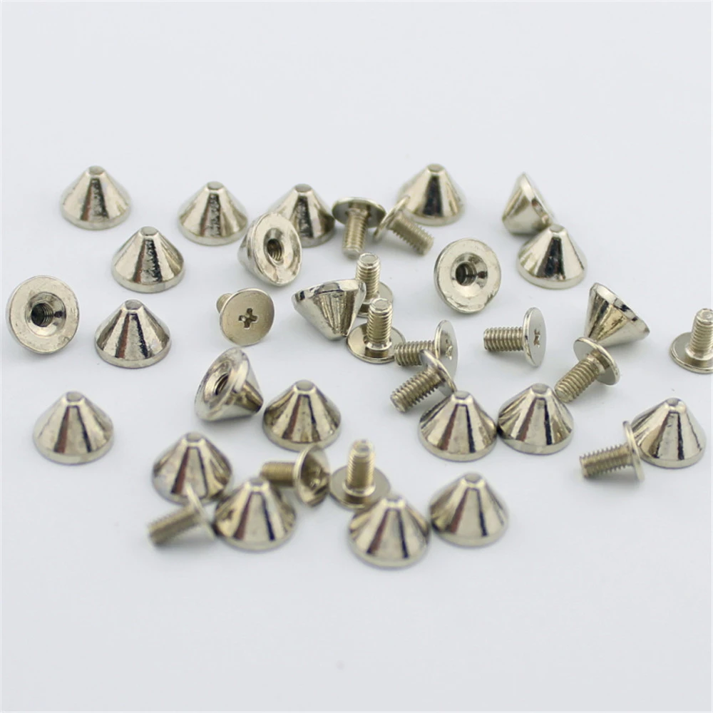 50pcs 9x6mm Silver Gold Thorns Spikes Rivets For Leather Punk Rivets Bullet With Screws DIY Tire Studs And Spikes For Clothes