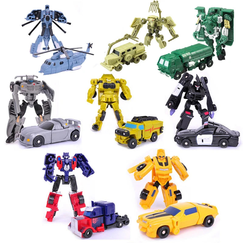 Transformation Mini Cars Kid Classic Robot Car Toys Action & Toy Figures Plastic Deformation Boys Gifts For Children I0033