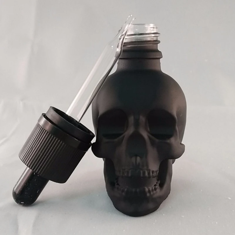 30ml skull shape glass dropper bottle for e-juice head glass eliquid dropper bottle Glass Dropper Bottle Jars Vials With Pipette