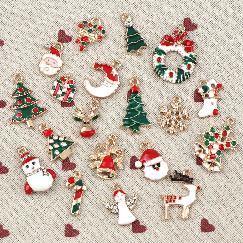 10PC A+ NewYear Fashion Metal Alloy Christmas Charm Decor Set Xmas Pendant Drop Ornaments Hanging Christmas Decoration